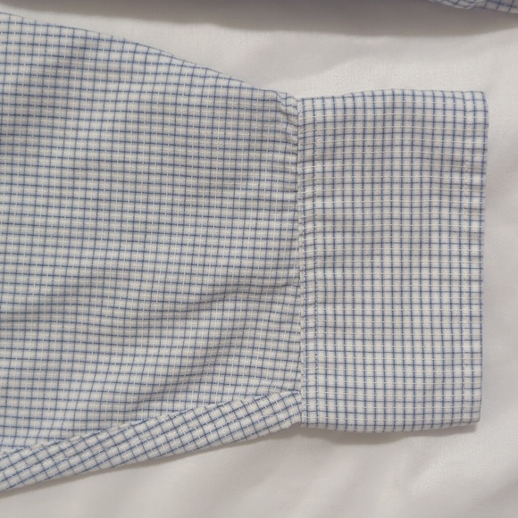Van Heusen Grid Pattern Button Down Shirt, Color White/Blue Size 16 - Picture 11 of 14